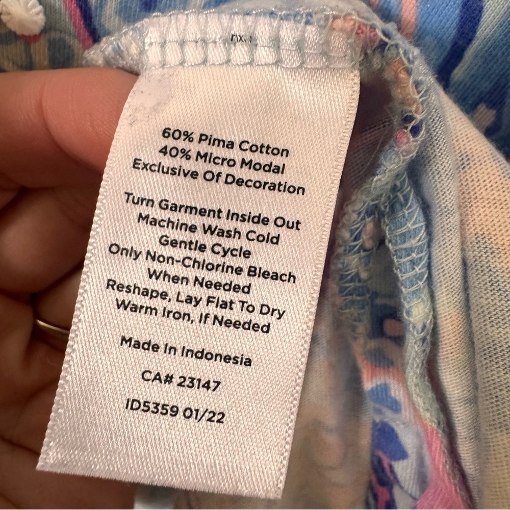 Talbots Lace Trim Tunic in "Flowing Floral" Pink Blue Size Large - Picture 9 of 9